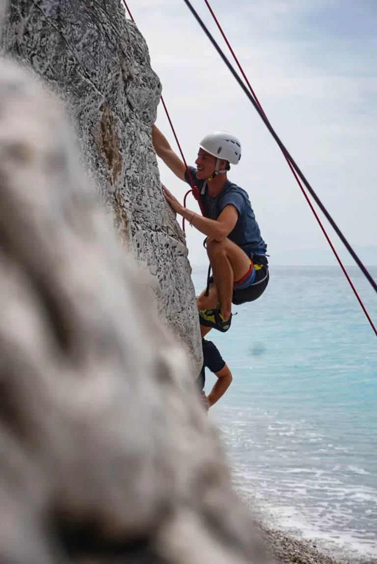 Gjipe beach climbing