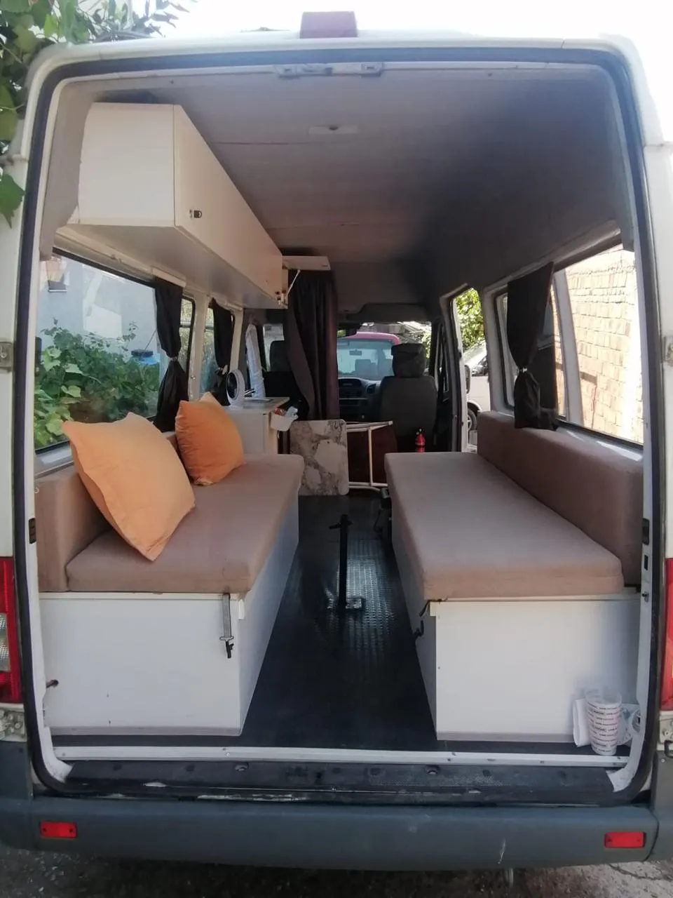 Sprinter High campervan Albania comfortable seating and sleeping area for 2 people