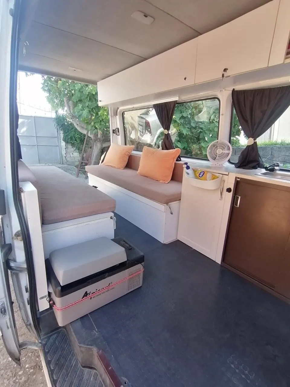Sprinter High campervan Albania fully equipped kitchen and storage space