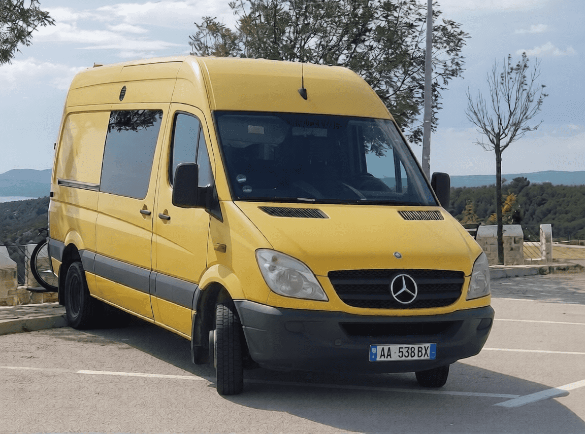 Yellow Sprinter campervan rental Albania