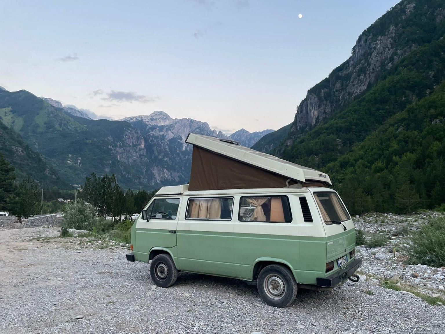 VW T3 Westfalia campervan Albania rent from €100/night Tirana Airport